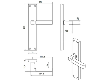 LATUS MG2091 - Bronze door handle on back plate by Fama International - view 3